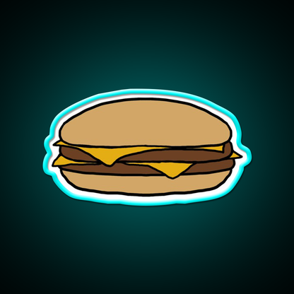 Double Cheeseburger Fast Food Led Neon Sign For Burger Place Wall Art Rgb Color