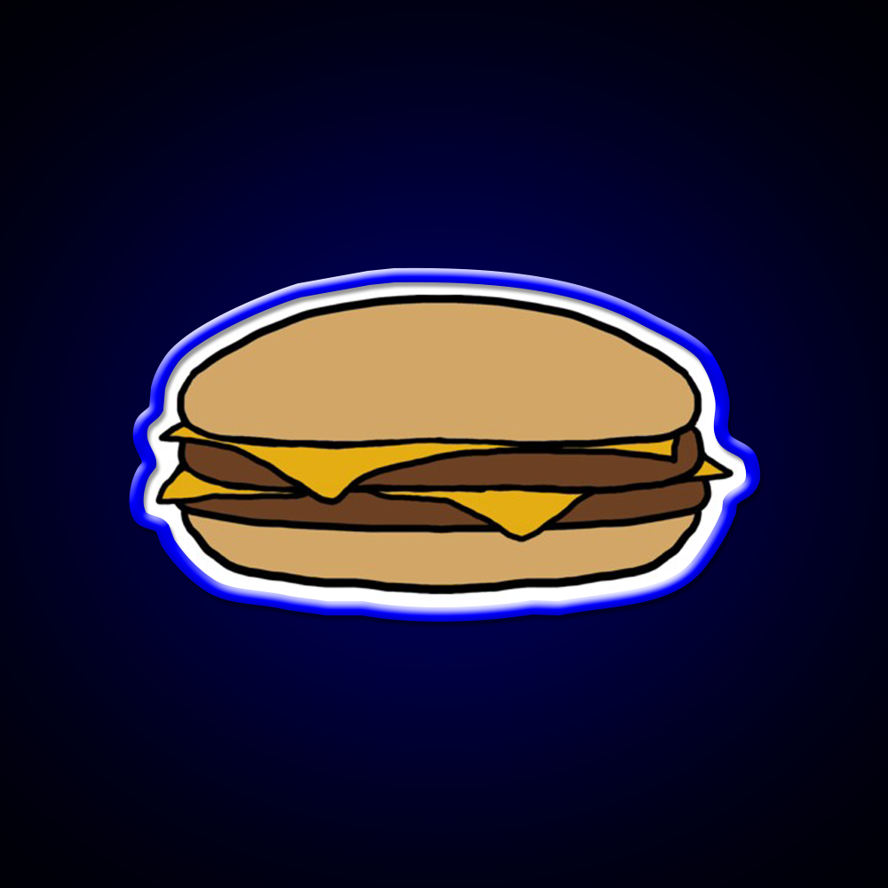 Double Cheeseburger Fast Food Led Neon Sign For Burger Place Wall Art Rgb Color