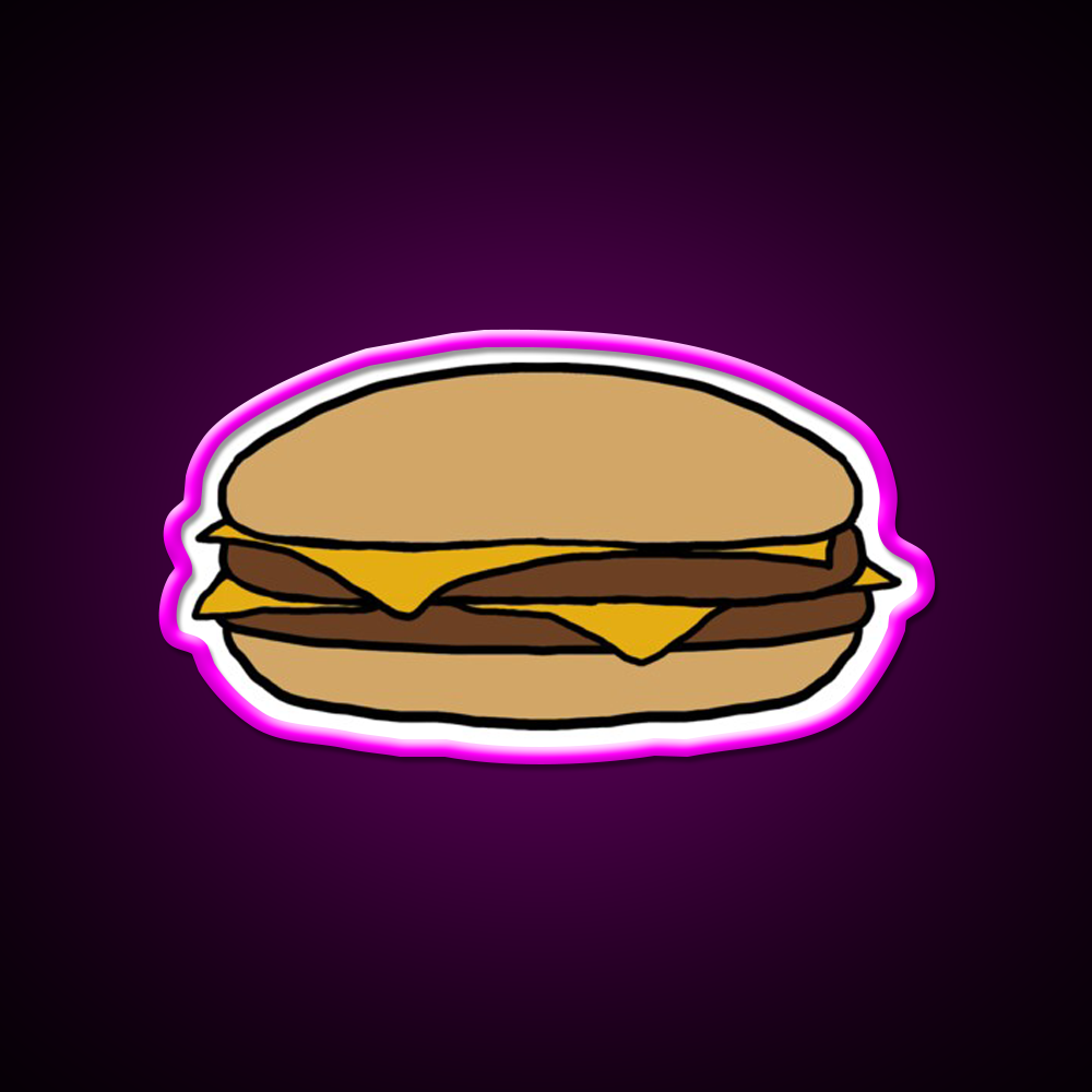 Double Cheeseburger Fast Food Led Neon Sign For Burger Place Wall Art Rgb Color