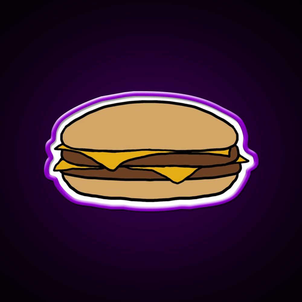 Double Cheeseburger Fast Food Led Neon Sign For Burger Place Wall Art Rgb Color