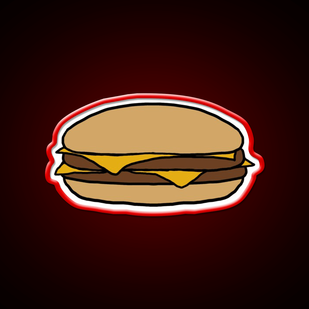 Double Cheeseburger Fast Food Led Neon Sign For Burger Place Wall Art Rgb Color - Shineneon