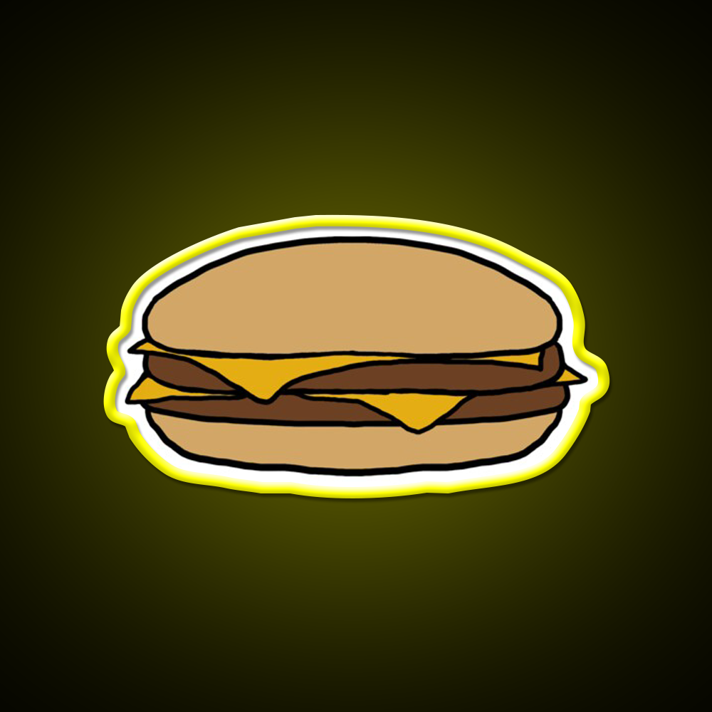 Double Cheeseburger Fast Food Led Neon Sign For Burger Place Wall Art Rgb Color