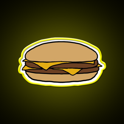 Double Cheeseburger Fast Food Led Neon Sign For Burger Place Wall Art Rgb Color