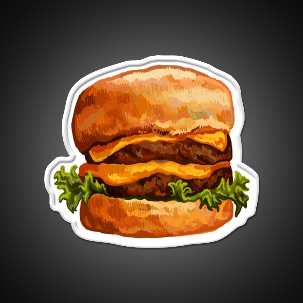 Double Cheeseburger Fast Food Led Neon Sign For Burger Place Rgb Color