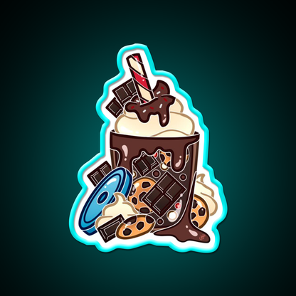 Double Chocolate Milkshake Fast Food Led Neon Sign For Burger Place Rgb Color