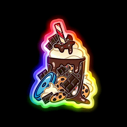 Double Chocolate Milkshake Fast Food Led Neon Sign For Burger Place Rgb Color