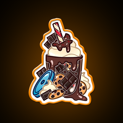 Double Chocolate Milkshake Fast Food Led Neon Sign For Burger Place Rgb Color