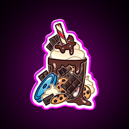 Double Chocolate Milkshake Fast Food Led Neon Sign For Burger Place Rgb Color