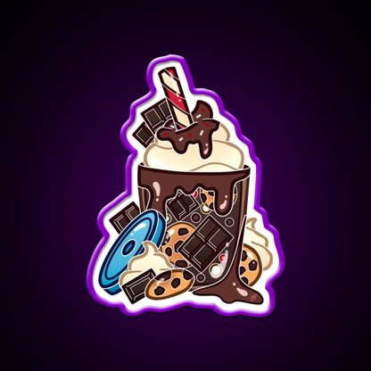 Double Chocolate Milkshake Fast Food Led Neon Sign For Burger Place Rgb Color