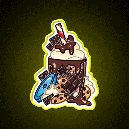 Double Chocolate Milkshake Fast Food Led Neon Sign For Burger Place Rgb Color