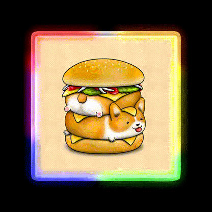 Double Corgi Pounder Fast Food Led Neon Sign For Burger Place Rgb Color