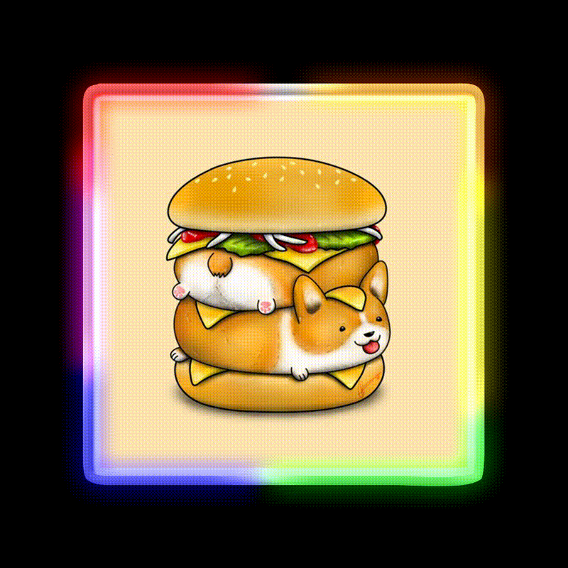Double Corgi Pounder Fast Food Led Neon Sign For Burger Place Rgb Color
