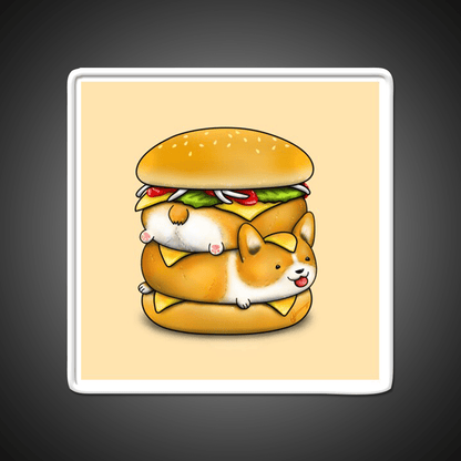 Double Corgi Pounder Fast Food Led Neon Sign For Burger Place Rgb Color - Shineneon