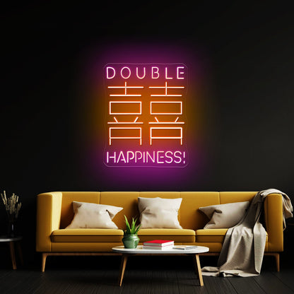 Double Happiness Chinese Words Artistic Design Wall Art Led Signs - Shineneon