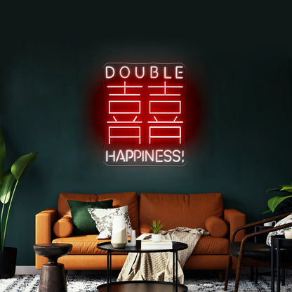 Double Happiness Chinese Words Artistic Design Wall Art Led Signs - Shineneon