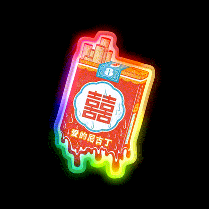 Double Happiness Led Neon Sign Chinese Food Rgb Color