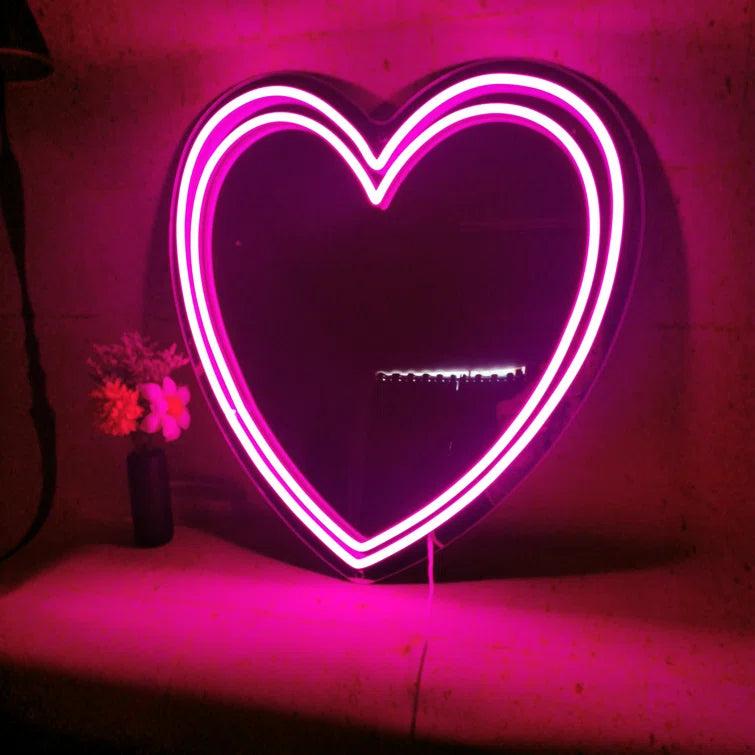 Double Heart Pink Led Neon Sign For Romantic Indoor Decor | Shineneon