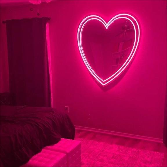 Double Heart Pink Led Neon Sign For Romantic Indoor Decor | Shineneon
