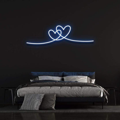 Double Hearts Interlinked Soft Pink Led Neon Sign For Romantic Bedroom Decor | Shineneon