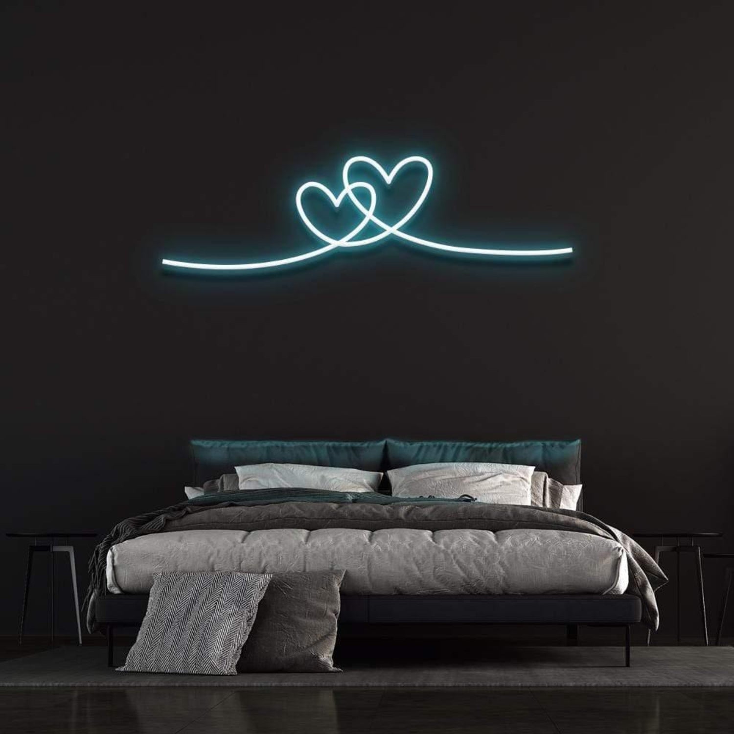 Double Hearts Interlinked Soft Pink Led Neon Sign For Romantic Bedroom Decor | Shineneon