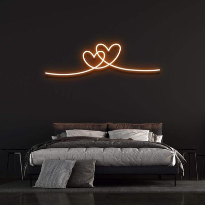 Double Hearts Interlinked Soft Pink Led Neon Sign For Romantic Bedroom Decor | Shineneon