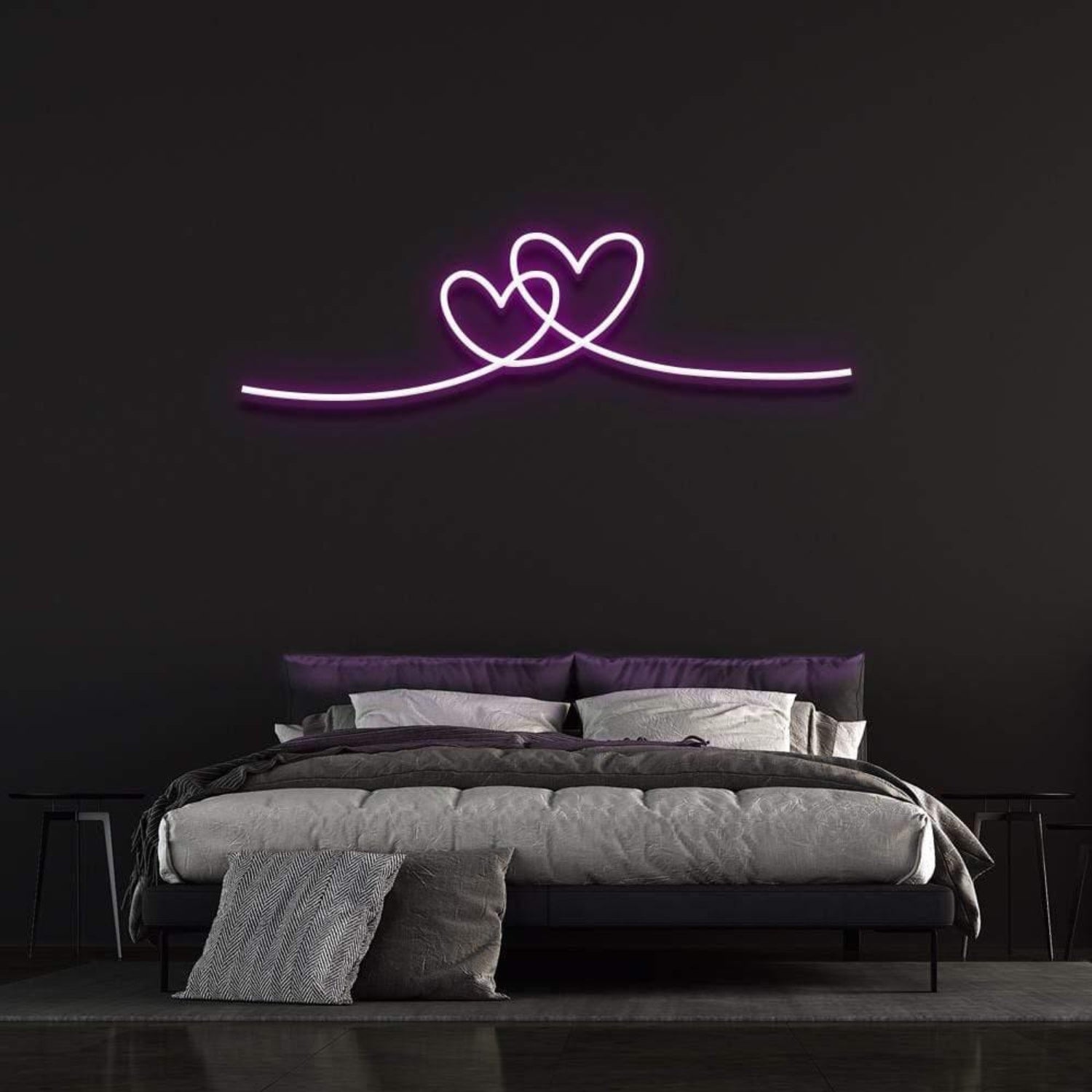 Double Hearts Interlinked Soft Pink Led Neon Sign For Romantic Bedroom Decor | Shineneon