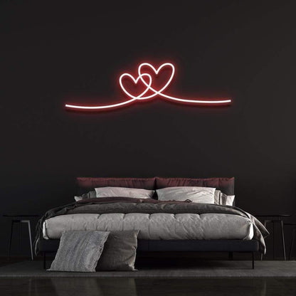 Double Hearts Interlinked Soft Pink Led Neon Sign For Romantic Bedroom Decor | Shineneon