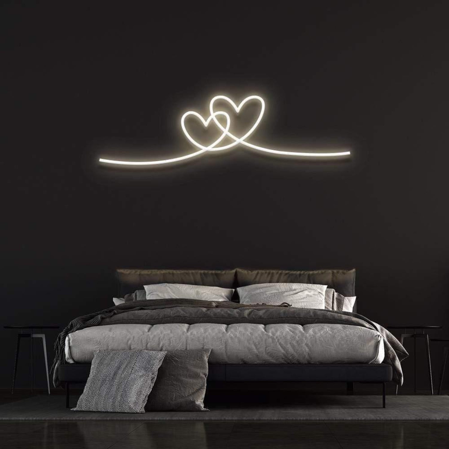 Double Hearts Interlinked Soft Pink Led Neon Sign For Romantic Bedroom Decor | Shineneon