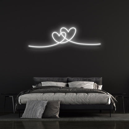 Double Hearts Interlinked Soft Pink Led Neon Sign For Romantic Bedroom Decor | Shineneon
