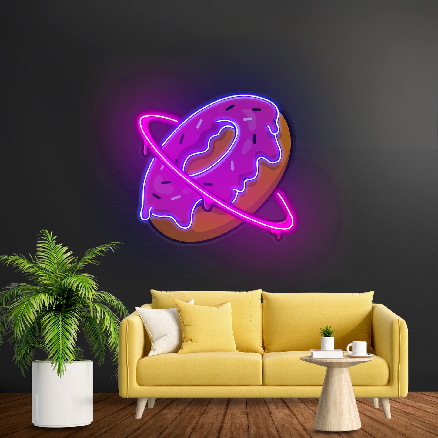 Doughnut Planet Led Neon Acrylic Artwork For Sale