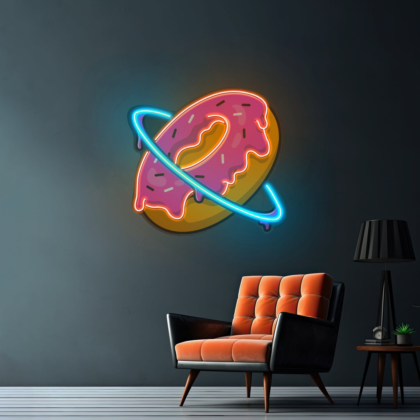 Doughnut Planet Led Neon Acrylic Artwork For Sale