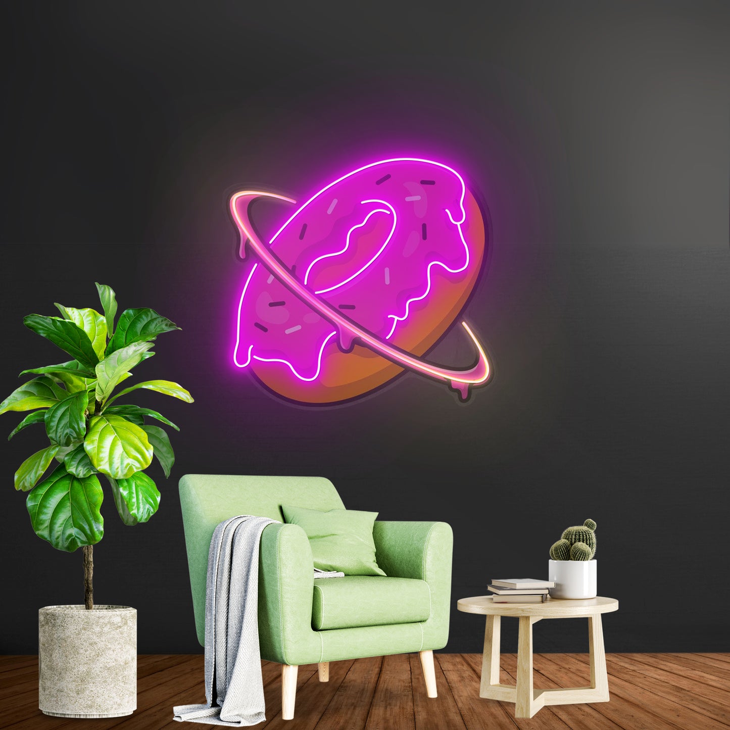 Doughnut Planet Led Neon Acrylic Artwork For Sale