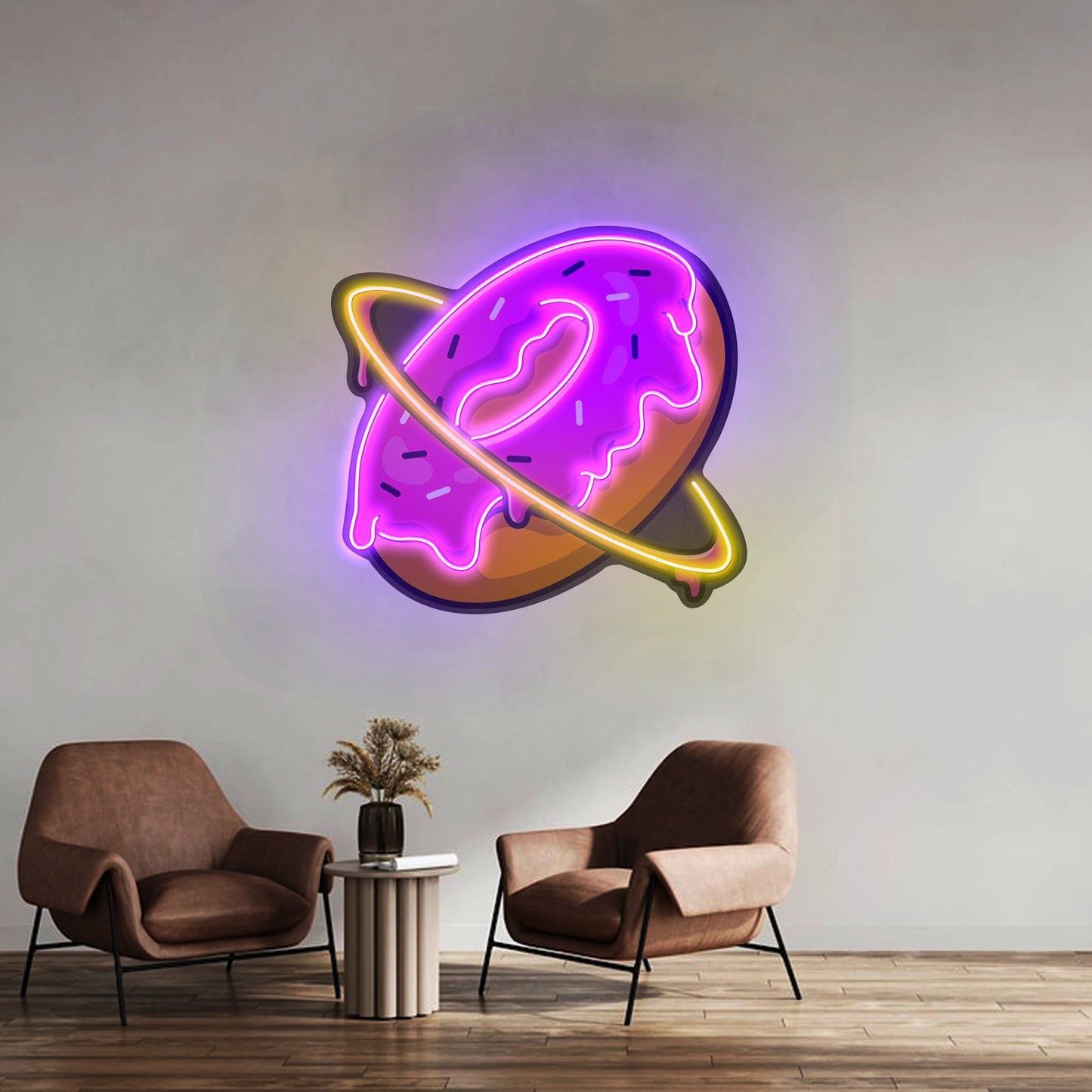 Doughnut Planet Led Neon Acrylic Artwork For Sale