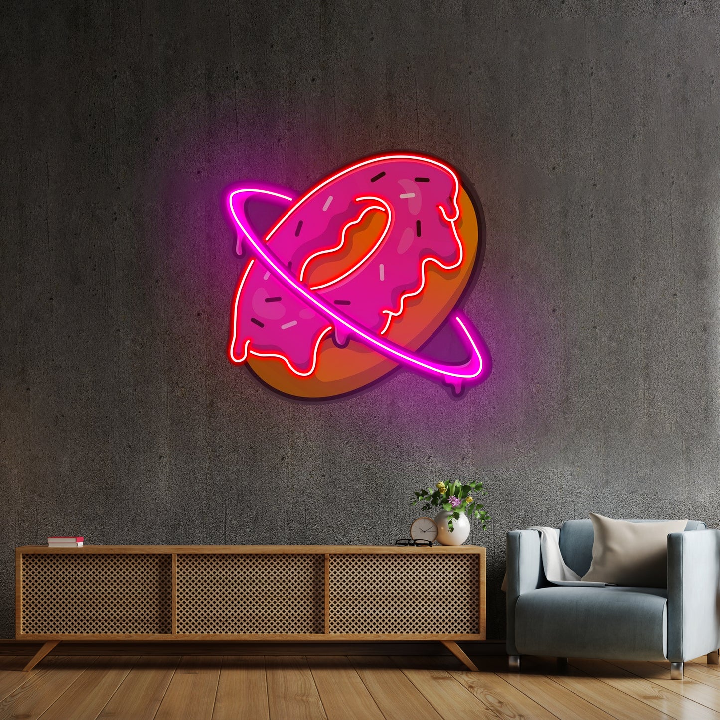 Doughnut Planet Led Neon Acrylic Artwork For Sale