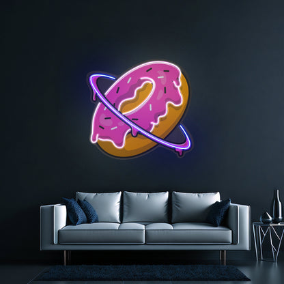 Doughnut Planet Led Neon Acrylic Artwork For Sale