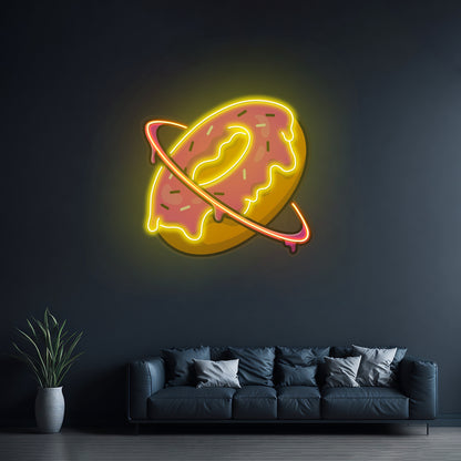 Doughnut Planet Led Neon Acrylic Artwork For Sale