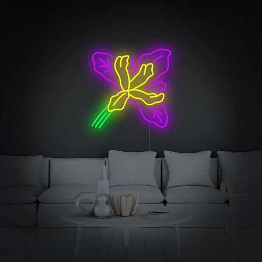 Douglas Iris Plant Flower Neon Sign