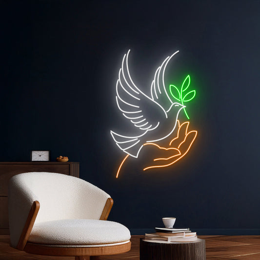 Dove Neon Sign Peace Bird Led Sign