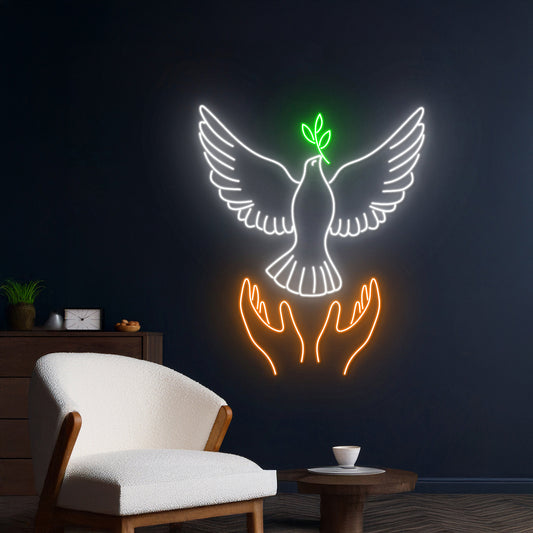 Dove Neon Sign Peace Bird Neon Light