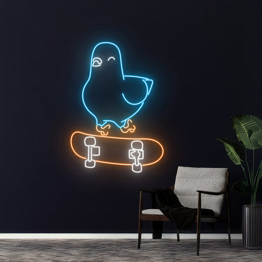 Dove Skateboarding Neon Sign