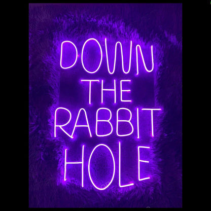 Down The Rabbit Hole Purple Led Neon Sign With Velvet Background For Bar Decor | Shineneon