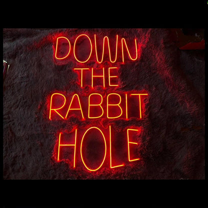Down The Rabbit Hole Purple Led Neon Sign With Velvet Background For Bar Decor | Shineneon