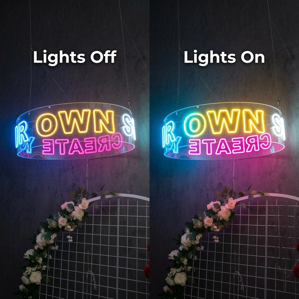 Downtown Theatre Wall Decor LED Neon Sign - 06 Day Night Comparison