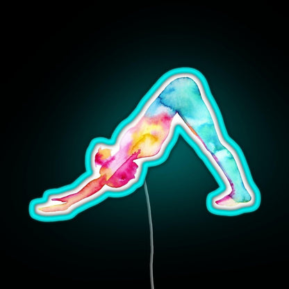 Downward Facing Dog In Watercolors Rgb Neon Sign - Shineneon