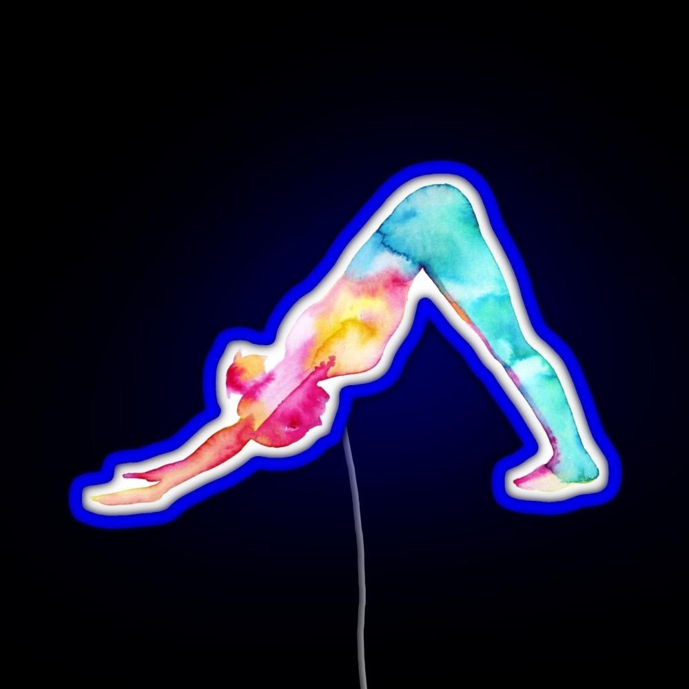 Downward Facing Dog In Watercolors Rgb Neon Sign - Shineneon