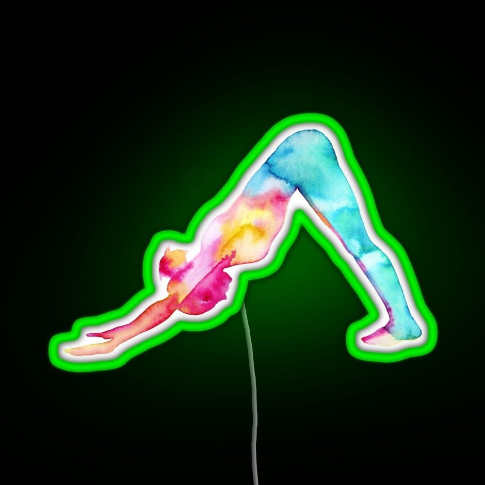 Downward Facing Dog In Watercolors Rgb Neon Sign - Shineneon