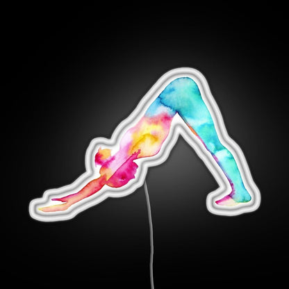 Downward Facing Dog In Watercolors Rgb Neon Sign - Shineneon
