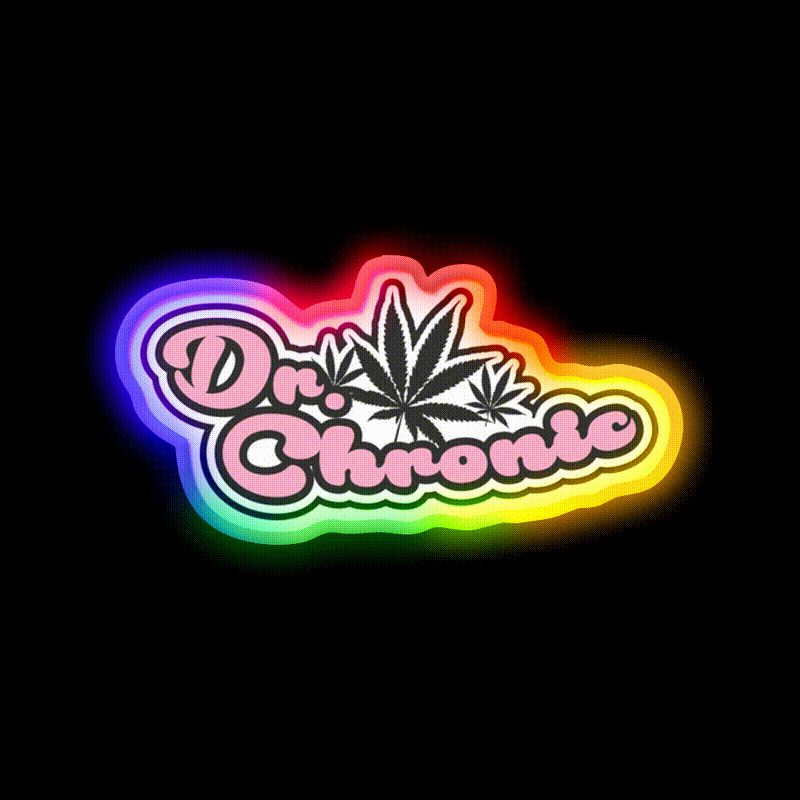 Dr Chronic Seeds Hemp Inspired Green Leaf Led Neon Sign Rgb Color