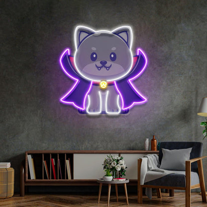 Dracula Cat Superhero Uv Printed Led Neon Sign For Home Decor | Shineneon