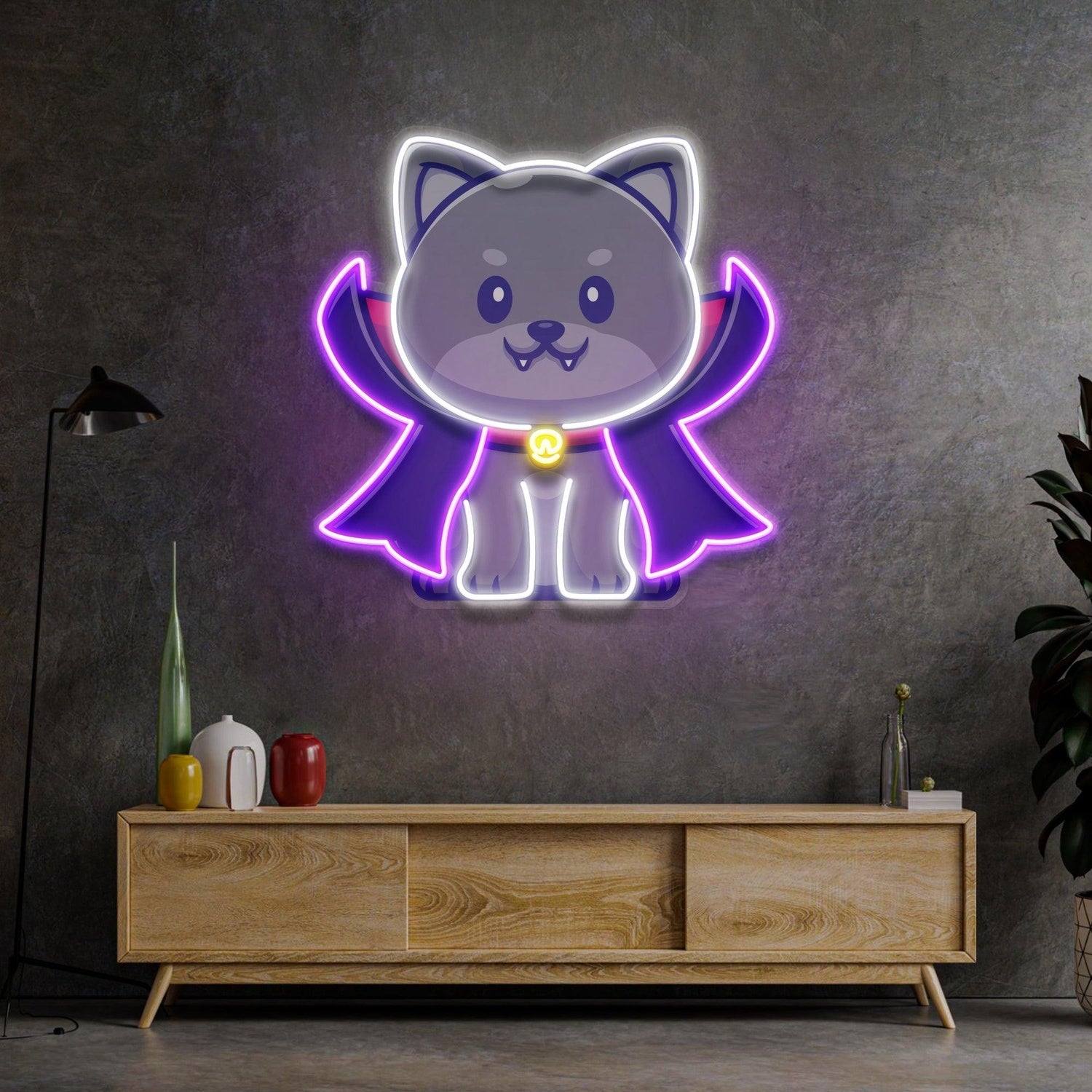 Dracula Cat Superhero Uv Printed Led Neon Sign For Home Decor | Shineneon